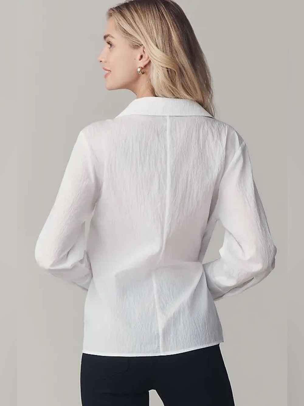 Anthropologie Long-Sleeve Tie-Waist Wrap Blouse by Maeve Size Medium - Picture 2 of 5